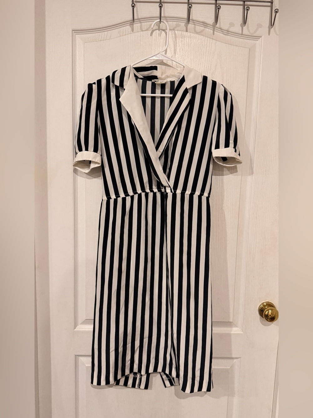 Vintage Jody California Black & White Striped Women's Shirt Dress